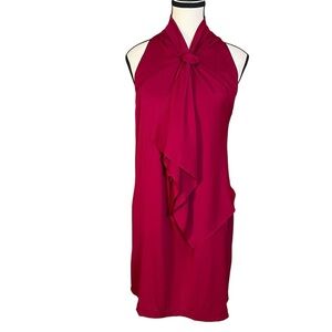 Diane Von Furstenberg Morana Stretch Silk Dress High Neck Size 4 Berry Red NWT